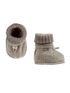 Booties Krabbelschuhe Merino-Wolle in sesam melange