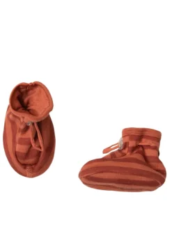 Booties Krabbelschuhe Merino-Wolle in red stripe