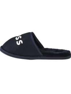 BOSS Logo Slippers in Dunkelblau