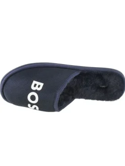 BOSS Logo Slippers in Dunkelblau