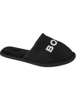 BOSS Logo Slippers in Schwarz