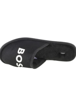 BOSS Logo Slippers in Schwarz