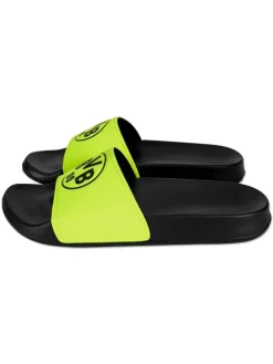 BVB Badeschlappen Logo neon in Schwarz