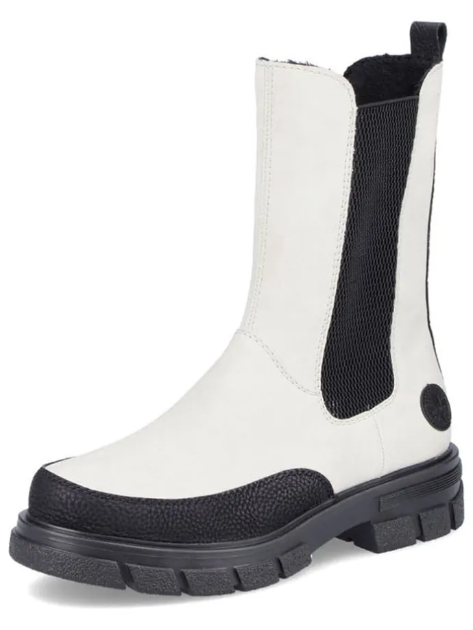 Chelsea-Boots in Schwarz/ Creme