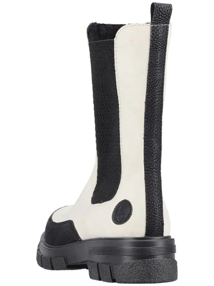 Chelsea-Boots in Schwarz/ Creme