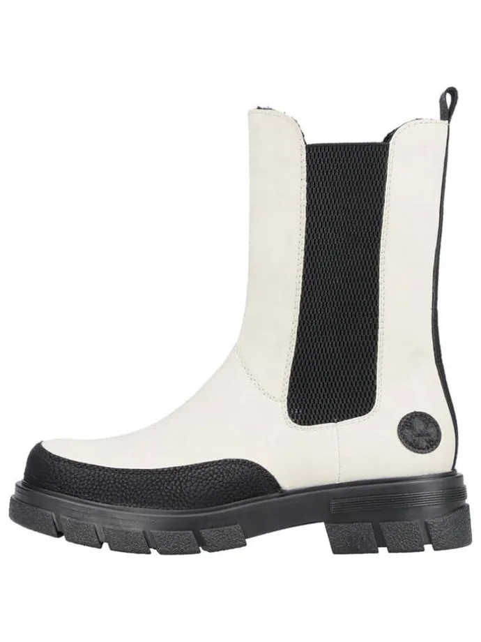 Chelsea-Boots in Schwarz/ Creme