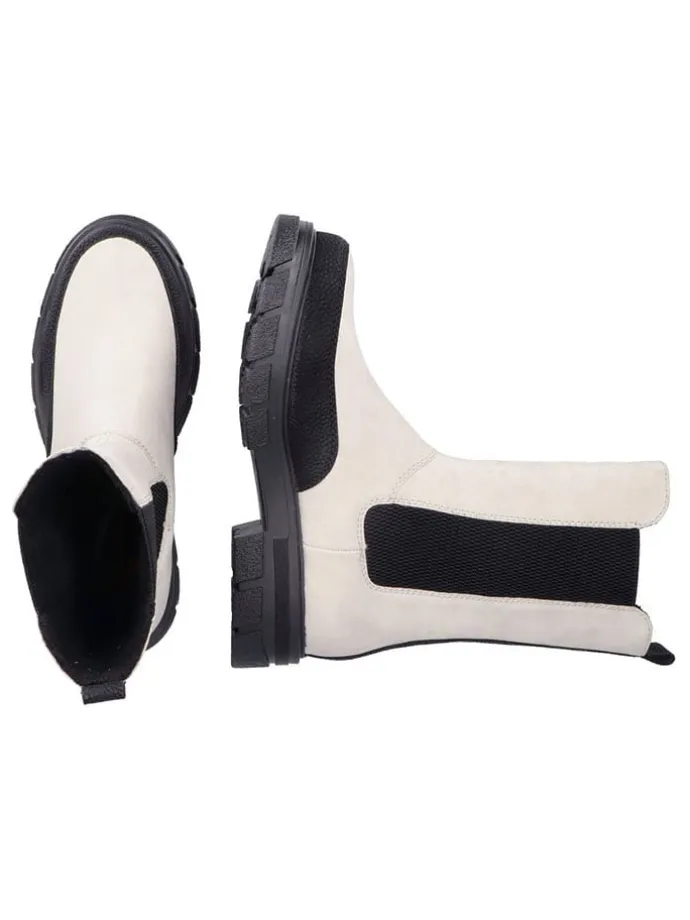 Chelsea-Boots in Schwarz/ Creme