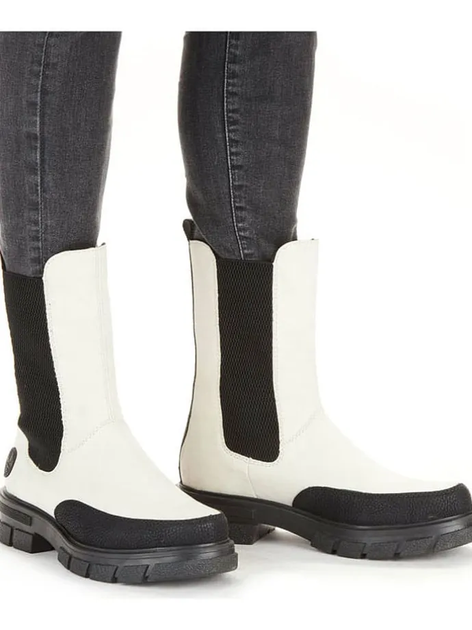 Chelsea-Boots in Schwarz/ Creme