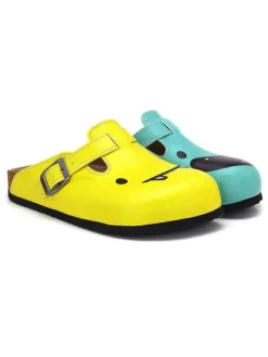 Clogs in Gelb/ Türkis