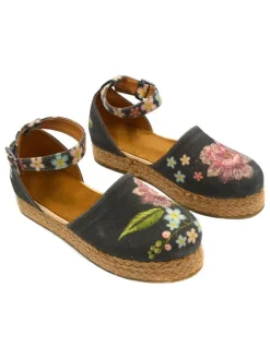 Espadrilles in Anthrazit/ Bunt