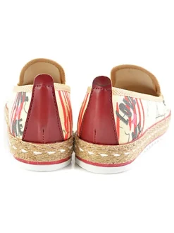 Espadrilles in Beige/ Schwarz/ Rot