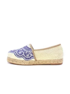 Espadrilles in Creme/ Dunkelblau