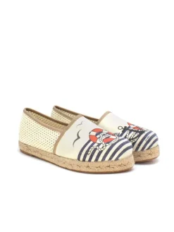 Espadrilles in Dunkelblau/ Creme