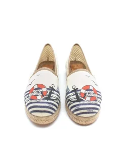 Espadrilles in Dunkelblau/ Creme