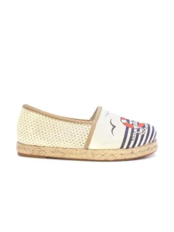 Espadrilles in Dunkelblau/ Creme