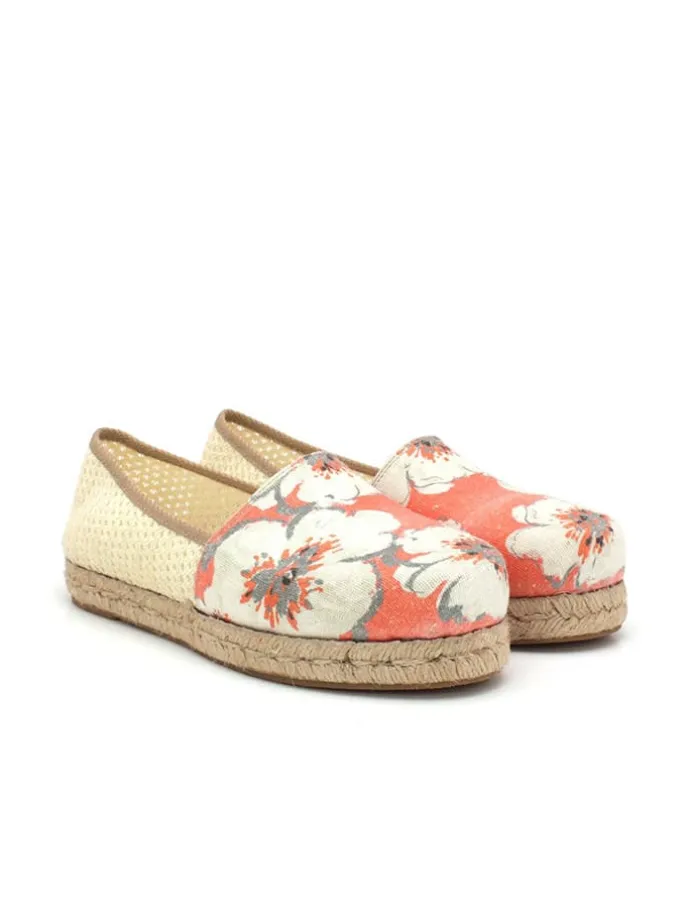 Espadrilles in Orange/ Creme