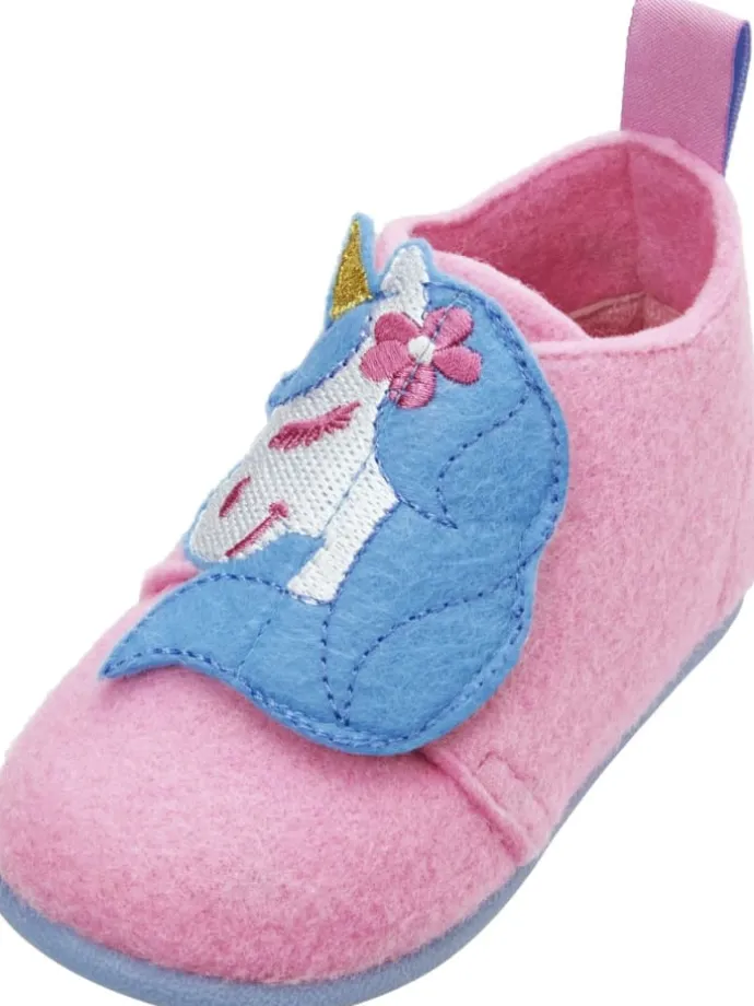 Filz-Hausschuh Einhorn in Rosa