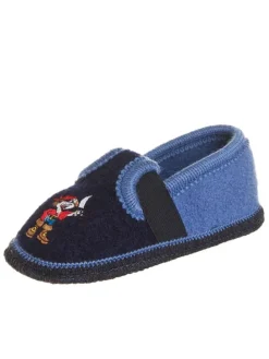 Filz-Hausschuhe "Bob Pirat" in dunkelblau/ blau