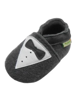 Graue Wollschuhe - Schleifenmuster