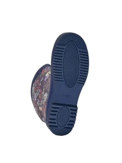 Gummistiefel Flower Halbschaft in dunkelblau mit Blumenprint