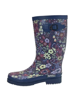 Gummistiefel Flower Langschaft in blau mit Blumenprint