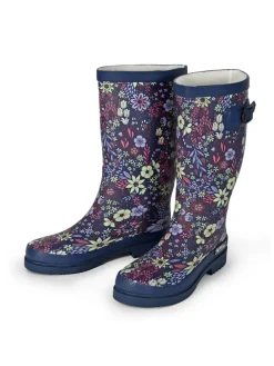 Gummistiefel Flower Langschaft in blau mit Blumenprint