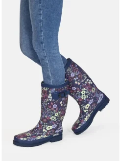Gummistiefel Flower Langschaft in blau mit Blumenprint