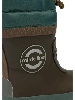 Gummistiefel in Dunkelbraun/ Petrol