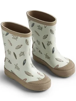 Gummistiefel in Hellblau/ Beige