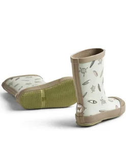 Gummistiefel in Hellblau/ Beige