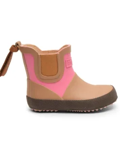 Gummistiefel in Hellbraun/ Pink