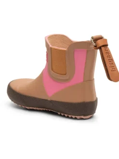 Gummistiefel in Hellbraun/ Pink