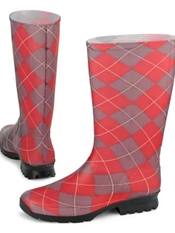 Gummistiefel "Mareike" in rot/grau kariert