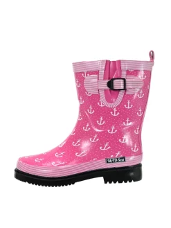 Gummistiefel Ocean Anchor Halbschaft in Pink mit Weißen Ankern