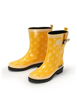 Gummistiefel Ocean Anchor Halbschaft in Gelb mit Weißen Ankern