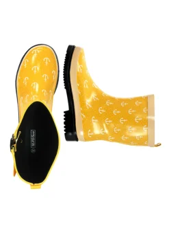 Gummistiefel Ocean Anchor Halbschaft in Gelb mit Weißen Ankern