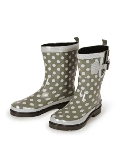 Gummistiefel Ocean Halbschaft in oliv mit weißen Punkten