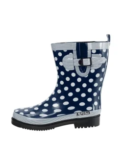 Gummistiefel Ocean Halbschaft in Dunkelblau mit weißen Punkten