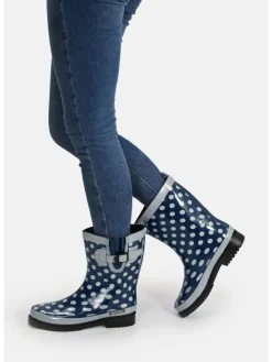 Gummistiefel Ocean Halbschaft in Dunkelblau mit weißen Punkten