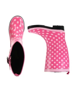 Gummistiefel Ocean High Langschaft in Pink mit weißen Punkten