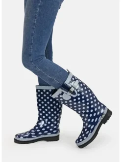 Gummistiefel Ocean High Langschaft in Dunkelblau mit weißen Punkten