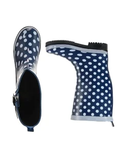 Gummistiefel Ocean High Langschaft in Dunkelblau mit weißen Punkten