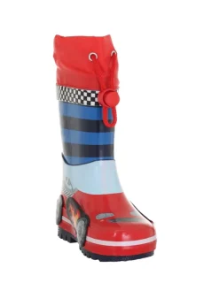 Gummistiefel Rennwagen in Rot/Blau