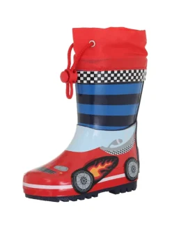 Gummistiefel Rennwagen in Rot/Blau