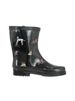 Gummistiefel Waldi Halbschaft mit Hunde Motiv in schwarz