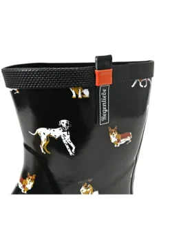 Gummistiefel Waldi Halbschaft mit Hunde Motiv in schwarz