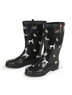 Gummistiefel Waldi Langschaft mit Hunde Motiv in schwarz