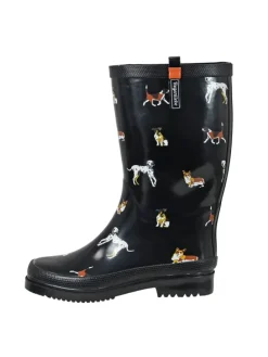 Gummistiefel Waldi Langschaft mit Hunde Motiv in schwarz