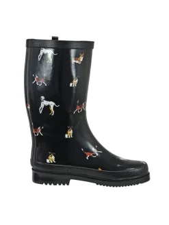 Gummistiefel Waldi Langschaft mit Hunde Motiv in schwarz