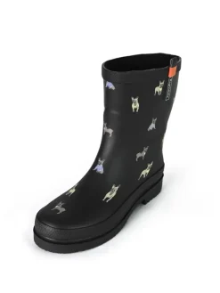 Gummistiefel Waldi Mops Halbschaft in schwarz